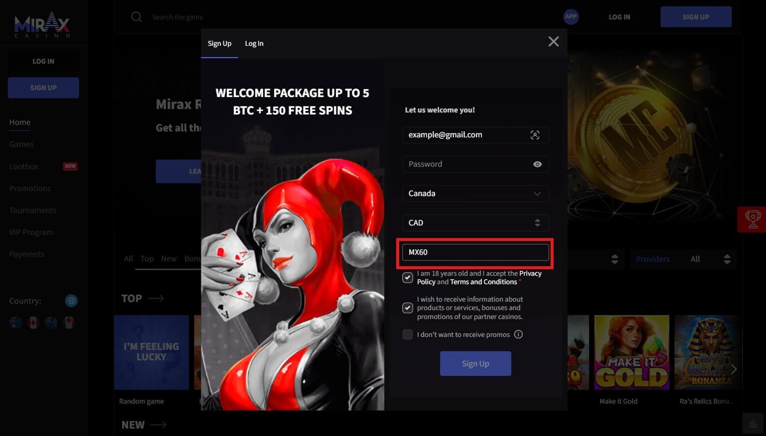 free spins casino bonus code & promos