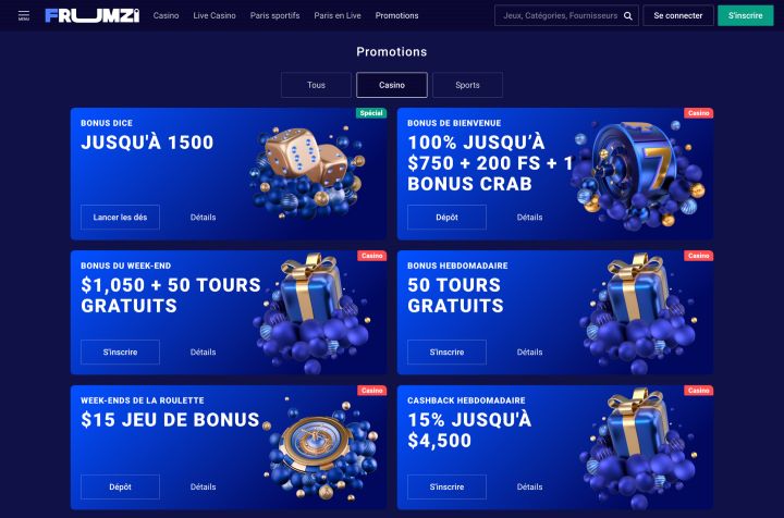 Frumzi casino screenshot 1