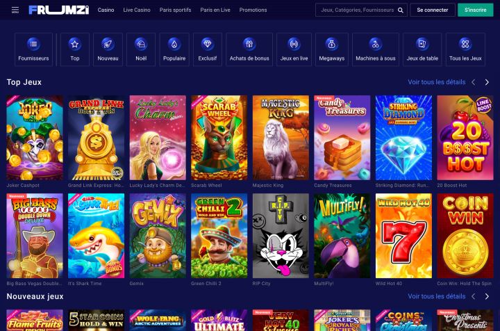 Frumzi casino screenshot 2